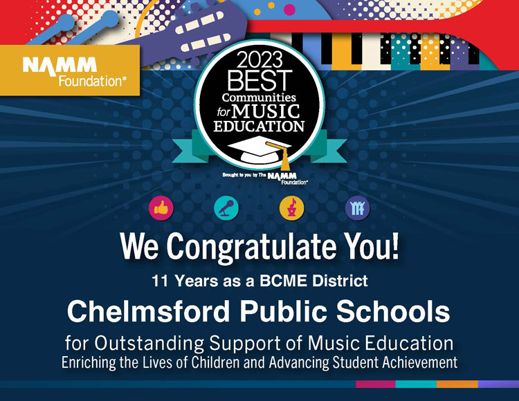 Chelmsford Public Schools named among Best Communities for Music Education by NAMM