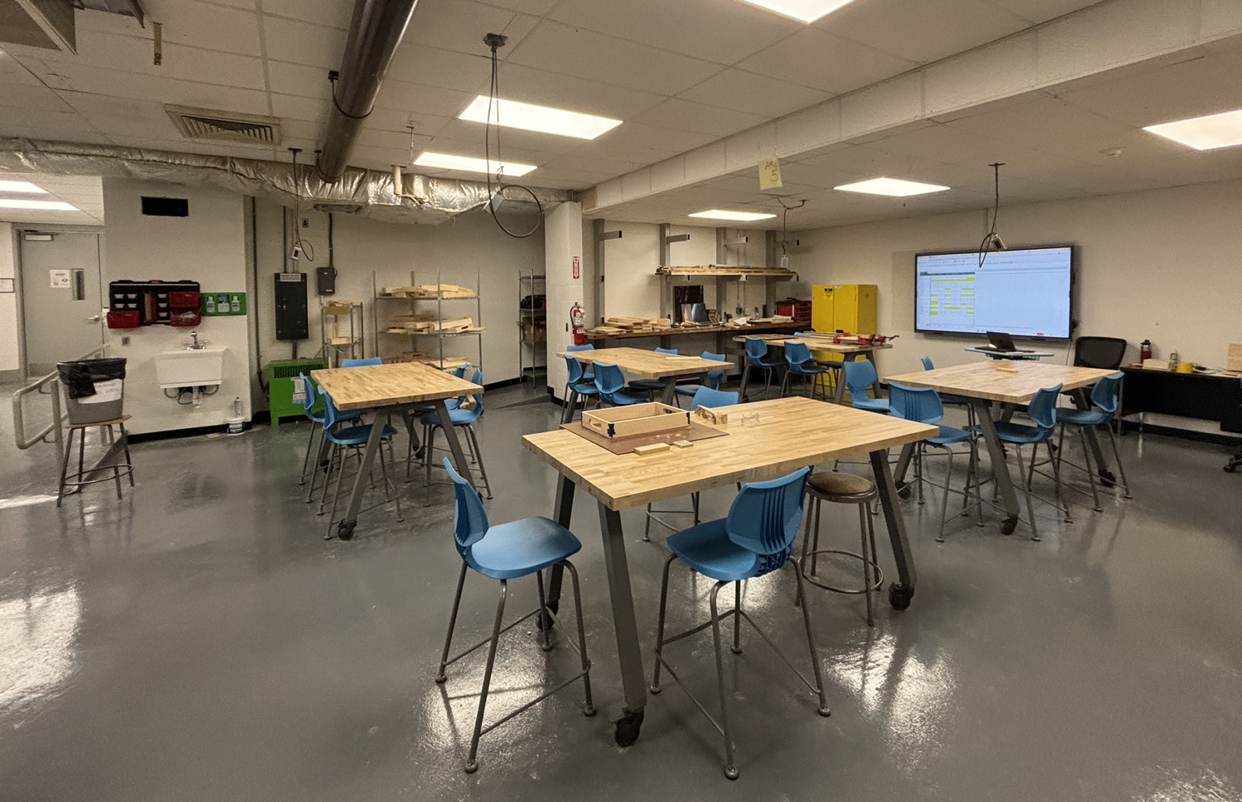 The wood shop at Chelmsford High School underwent a renovation during the summer. In addition to new tools, the space was equipped with brand new desks and chairs.
