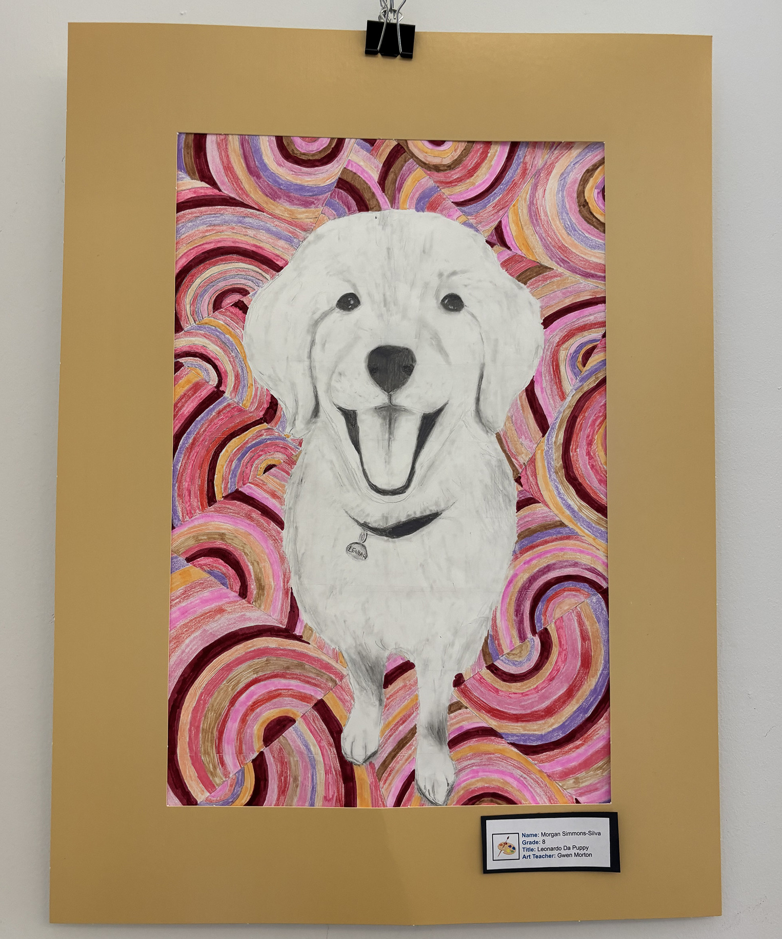 2026 Youth Art Month Exhibit entry on display at Chelmsford Public Library.