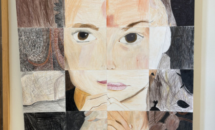 2026 Youth Art Month Exhibit entry on display at Chelmsford Public Library.