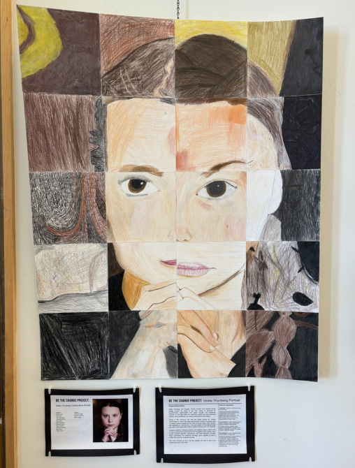 2026 Youth Art Month Exhibit entry on display at Chelmsford Public Library.