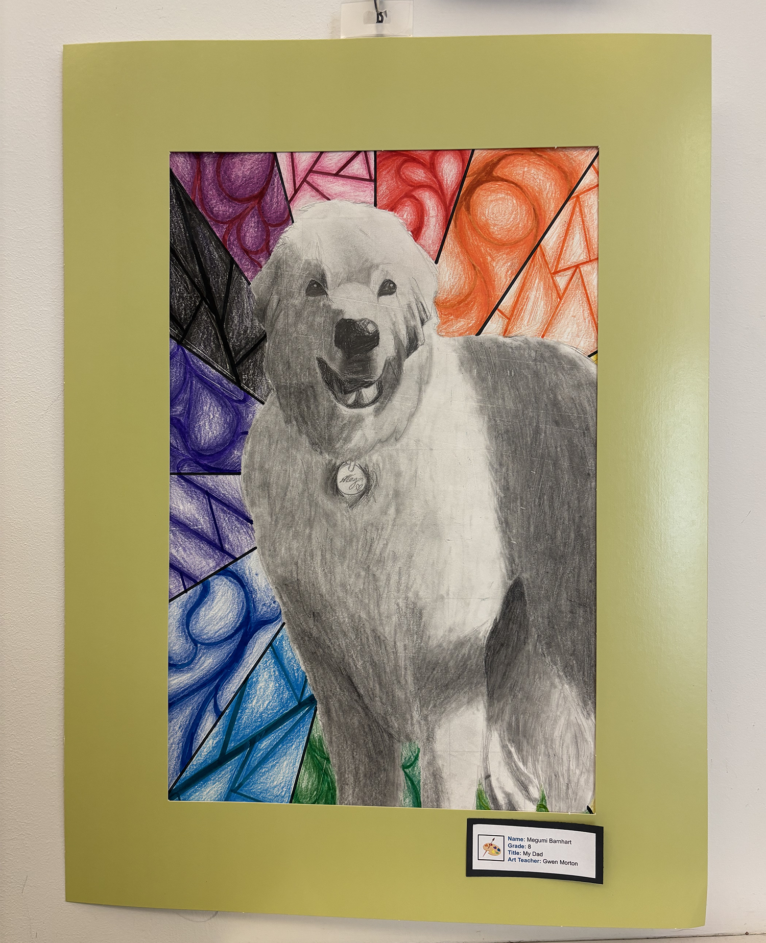 2026 Youth Art Month Exhibit entry on display at Chelmsford Public Library.