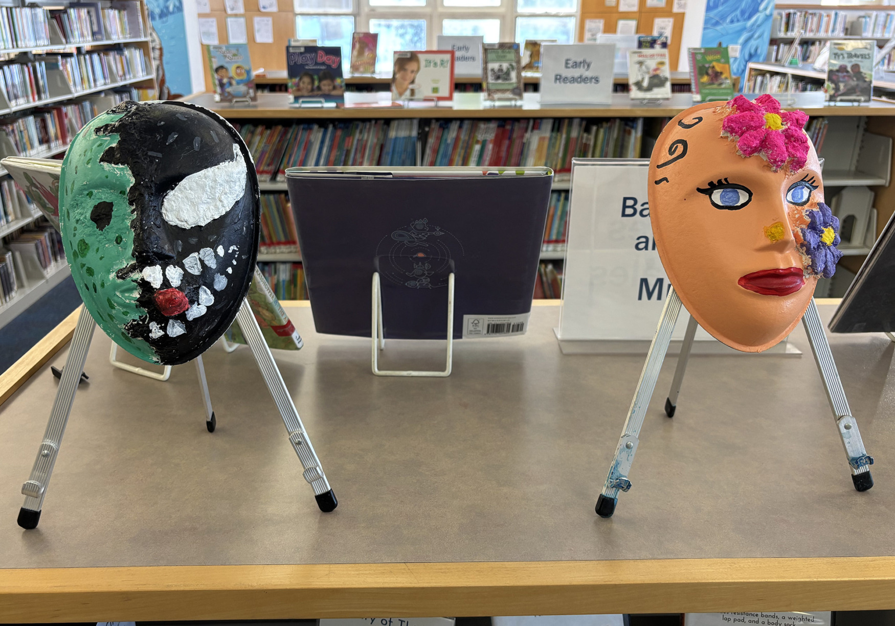 2026 Youth Art Month Exhibit entries on display at Chelmsford Public Library.