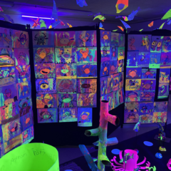 The aquatic-themed glow room at South Row Elementary School's Art Show on Thursday, May 14, 2026.