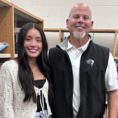The 2026 winner of the McCarthy Middle School PTO scholarship is Tiffany Vu, who is pictured with McCarthy principal Dr. Jeff Parks.