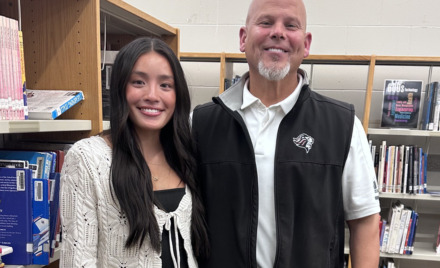 The 2026 winner of the McCarthy Middle School PTO scholarship is Tiffany Vu, who is pictured with McCarthy principal Dr. Jeff Parks.