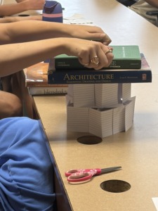 Students at Chelmsford High School learn about strength and stability concepts in architecture class.