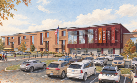 A rendering showing what the exterior of the new Parker Middle School could look like.
