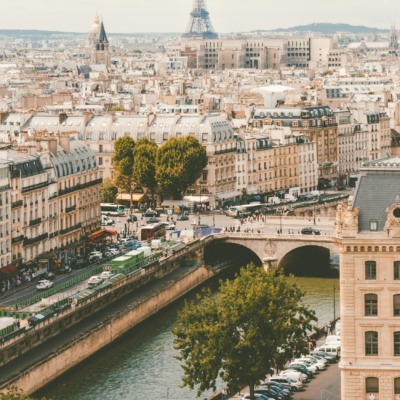 A scenic image of France featuring the Eiffel Tower