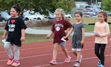 Kindergarteners participate in the Harrington Elementary School Walk-A-Thon on Friday, Oct. 2, 2026.